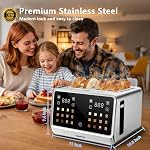 SAKAMOSH 4 Slice Touch Screen Toaster with Dual Control Panel, Wide Slots Smart Digital Toaster with 6 Browning Levels & Bread Type, Single Slice Toasting/Reheat/Defrost/Cancel, 1800W, Stainless Steel