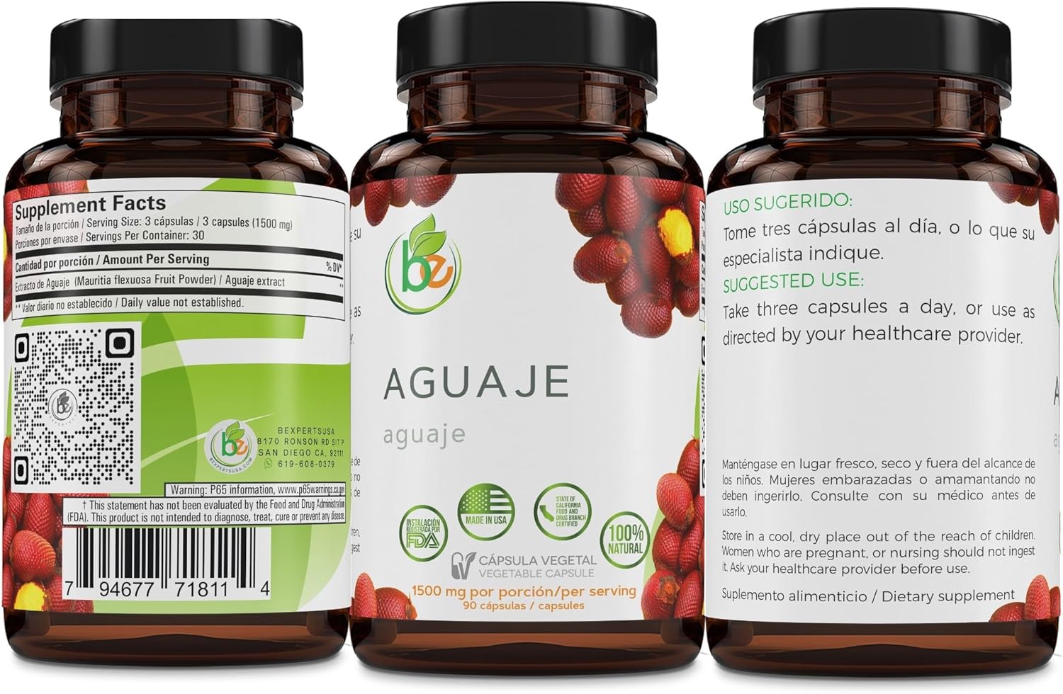 Aguaje Capsules – 90 Vegetable Capsules (1500 mg per Serving) – Peruvian Origin – Natural Female Health & Hormone Balance Support – Vegan, Non-GMO, Gluten-Free – 100% Authentic – by BexpertsUSA - Image 8