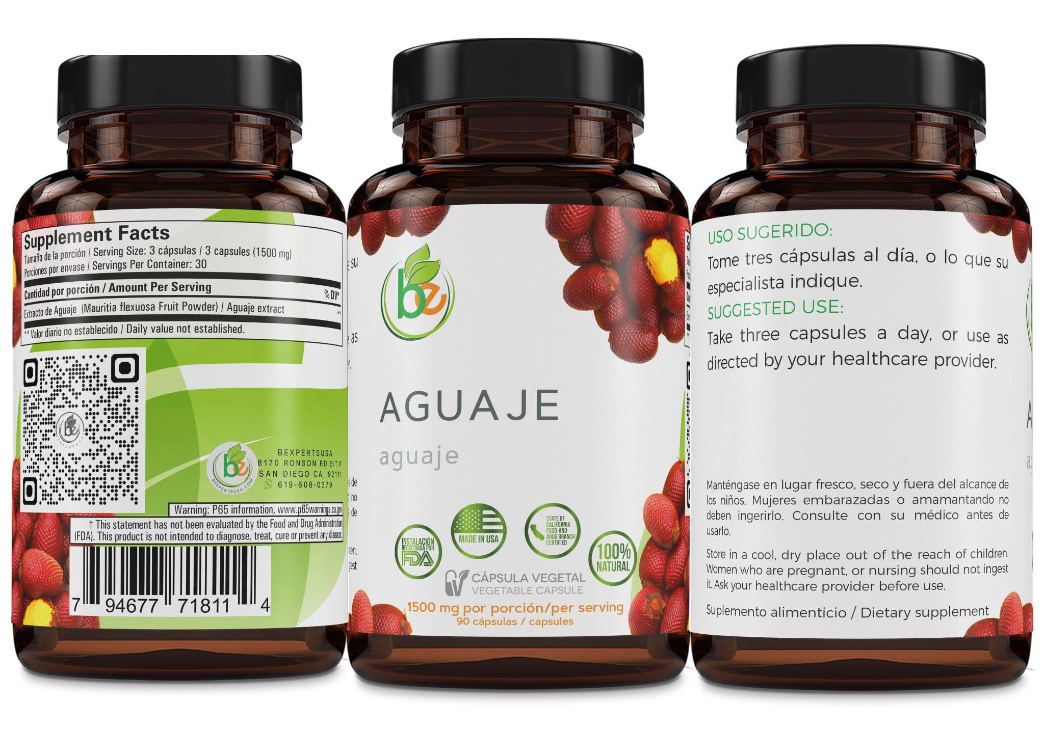 Aguaje Capsules – 90 Vegetable Capsules (1500 mg per Serving) – Peruvian Origin – Natural Female Health & Hormone Balance Support – Vegan, Non-GMO, Gluten-Free – 100% Authentic – by BexpertsUSA — Amazon image 8