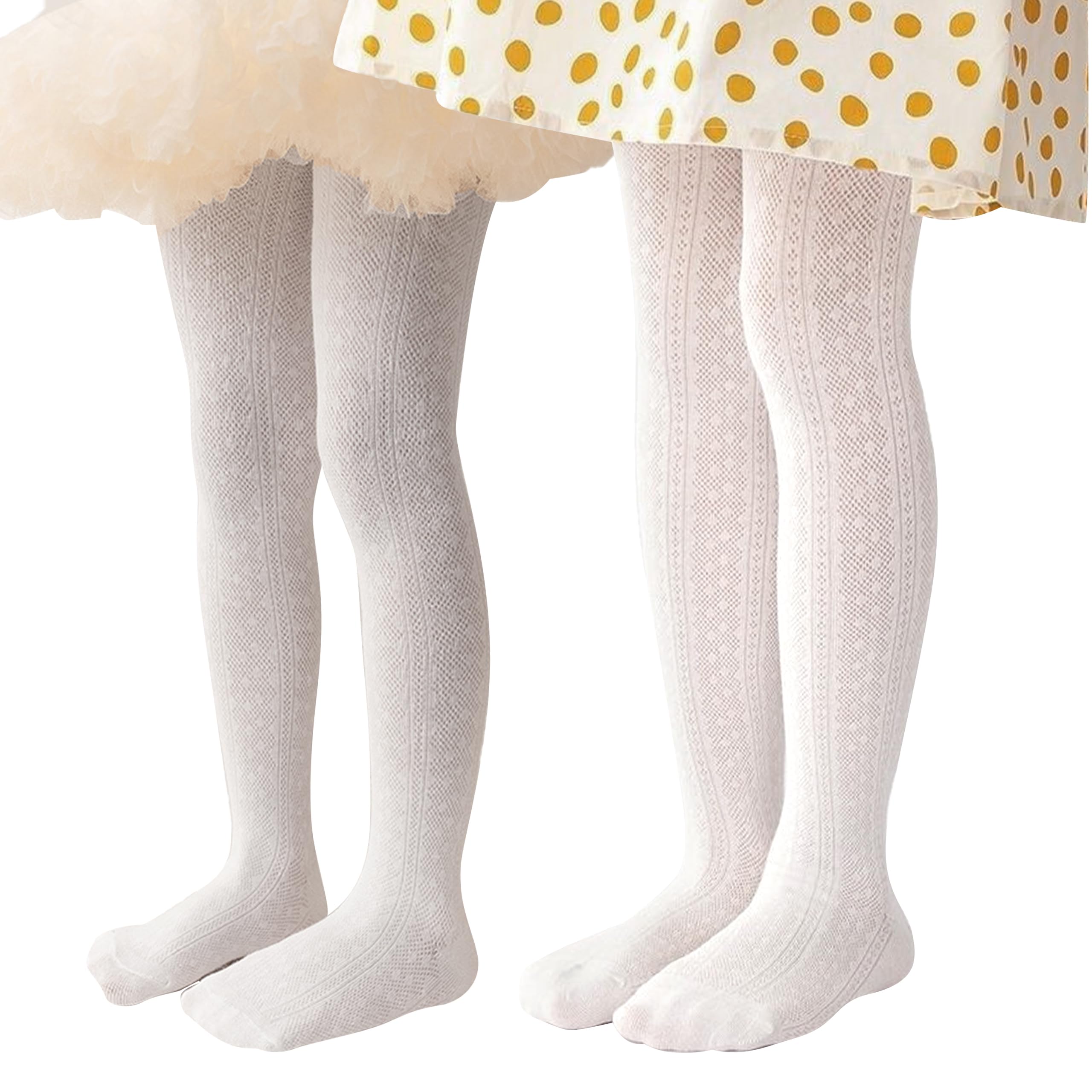 Miipat 2 Pares Medias para Niña, Bebé Medias Pantimedias Caladas Suaves y Elásticas, para Niña Pequeña Colegio, Fiesta, Baile y Ocasiones — view 9