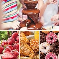 Vista 6 de Huanyu Fuente de fondue de chocolate de acero inoxidable pequeña torre de 4 niveles de altura 17.7 in para celebración/boda/cumpleaños/Navidad (220V)