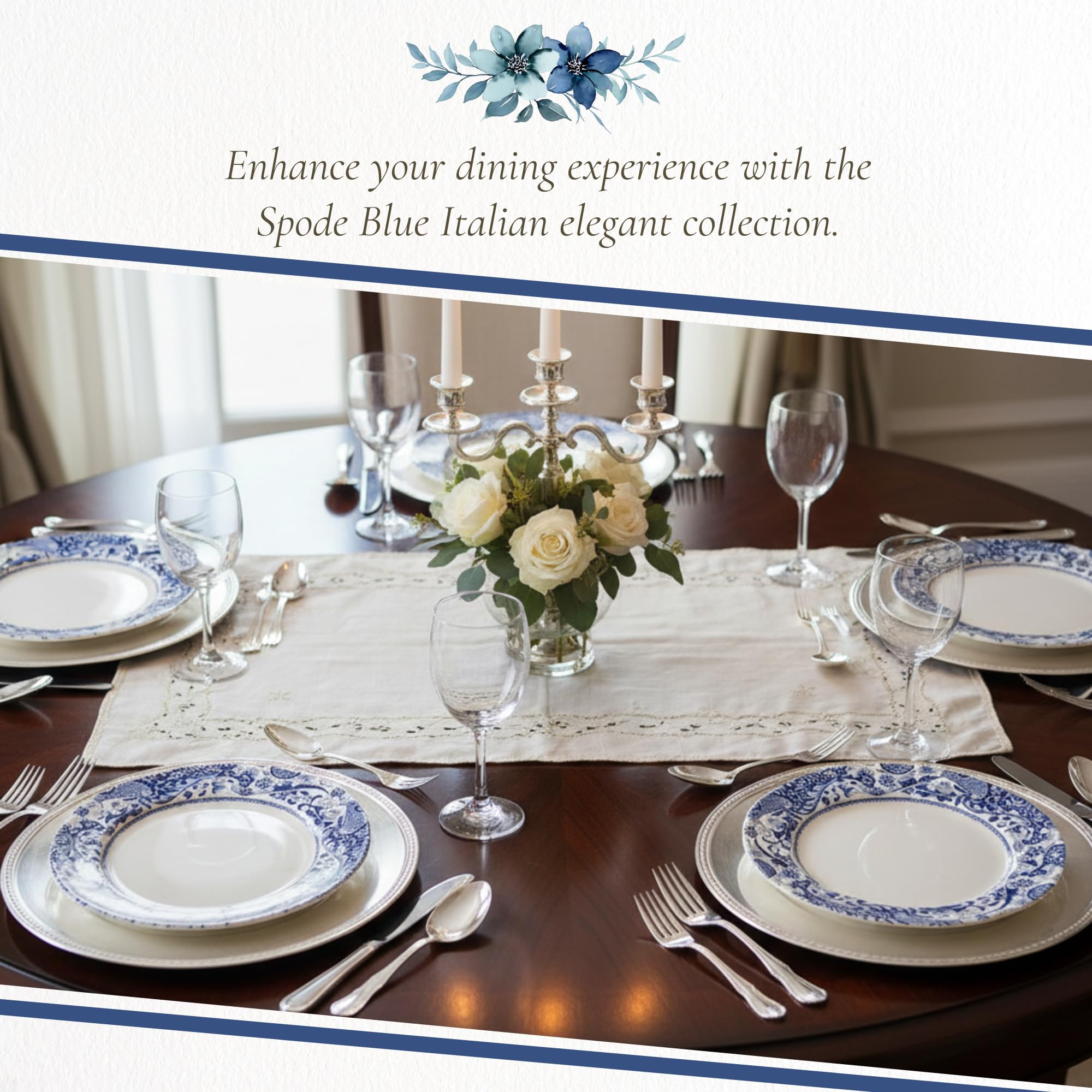 Spode Blue Italian Brocato Collection | Dinner Plates | Set of 4