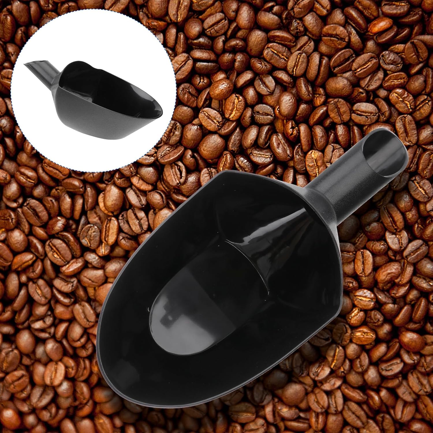 TIDTALEO Large Capacity Coffee Beans Shovel Food Scoop Portable Lightweight Scoop for Home Cafe Shop Ergonomic Design for Weighing Pouring Beans Dark Grey