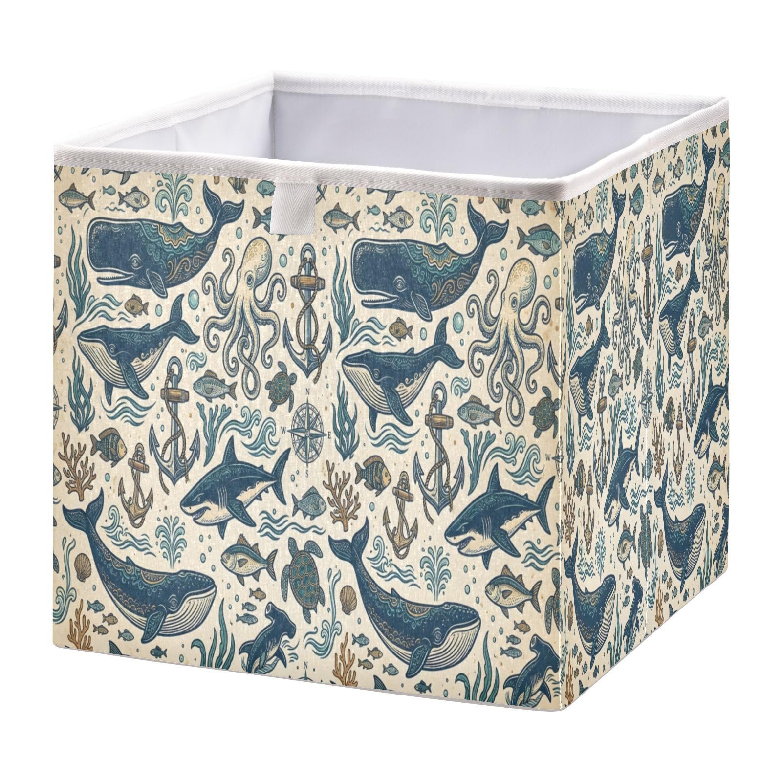 Cgiub A Whales Storage Cubes 28X28 Cm Collapsible Decorative Fabric Storage Box Shelves Closet Organiser Bin For Bedroom Nursery Office