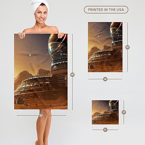 Miniatura 6 de 3dRose Fantasy Settlement on Mars in The Evening. Cool Digital Art for You - Towels (twl-377055-1)