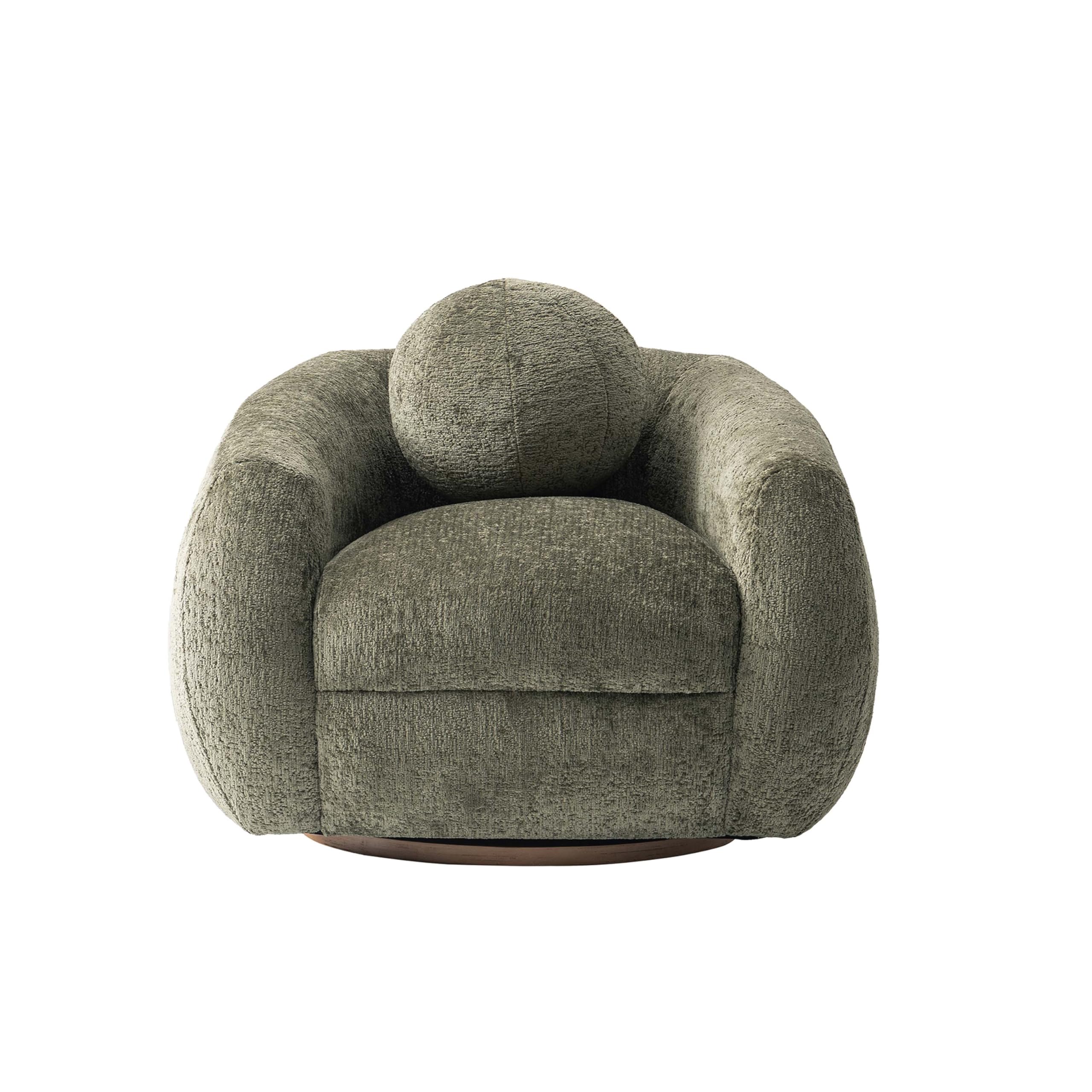 Photo 1 of *** USED***Manhattan Comfort Verandah Accent Chair, Upholstered in Premium Chenille Fabric, Pine Wood Frame, Unique Cut-Out Arm Design, Mid-Century Modern Living Room Furniture, Fully Assembled, Olive Green