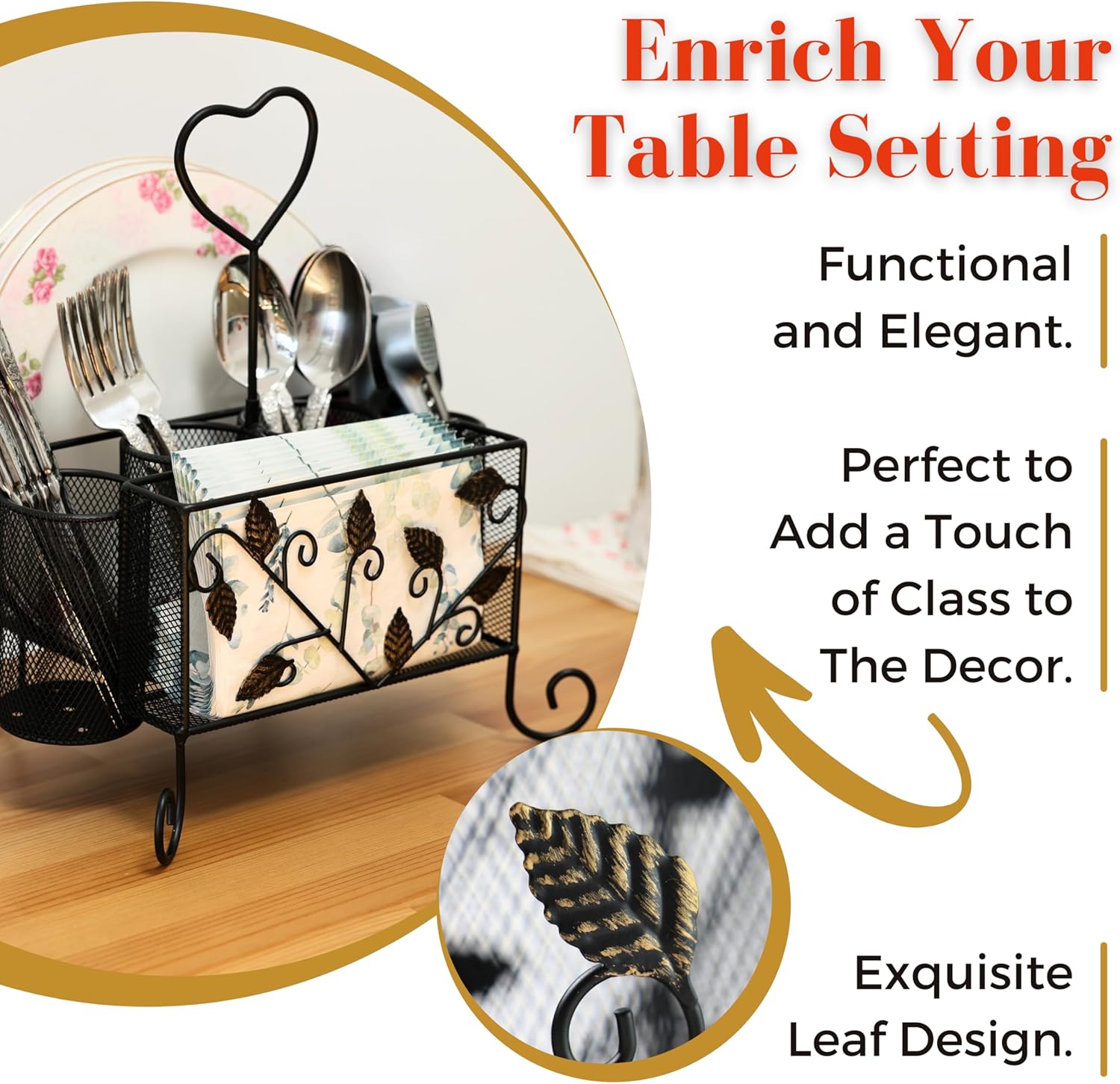 2-In-1 Utensil Caddy Silverware Holder | Plate & Cutlery Organizer for Forks, Spoons, Plates | Ideal for Table, Party, Picnic, RV, BBQ – Valentine's Day Gifts for Her 2026