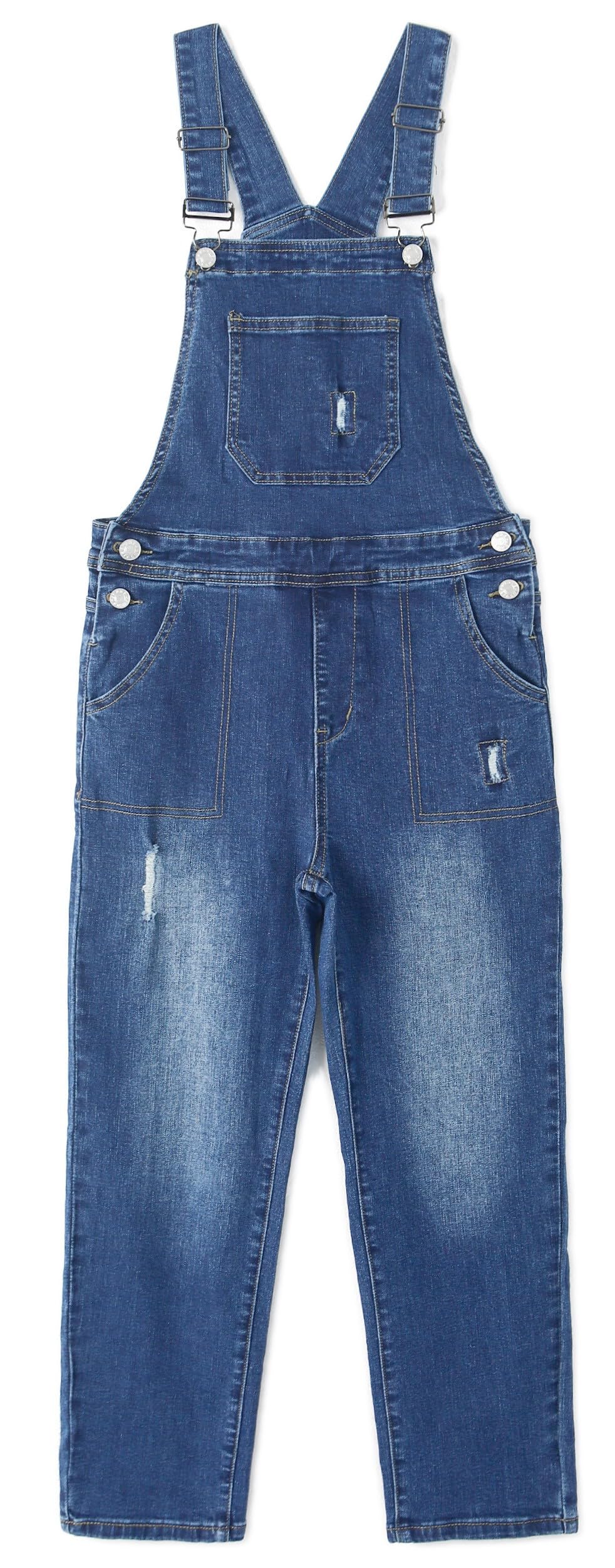 KIDSCOOL Jungen Denim-Latzhose Ripped verstellbare Träger elastischer Bund