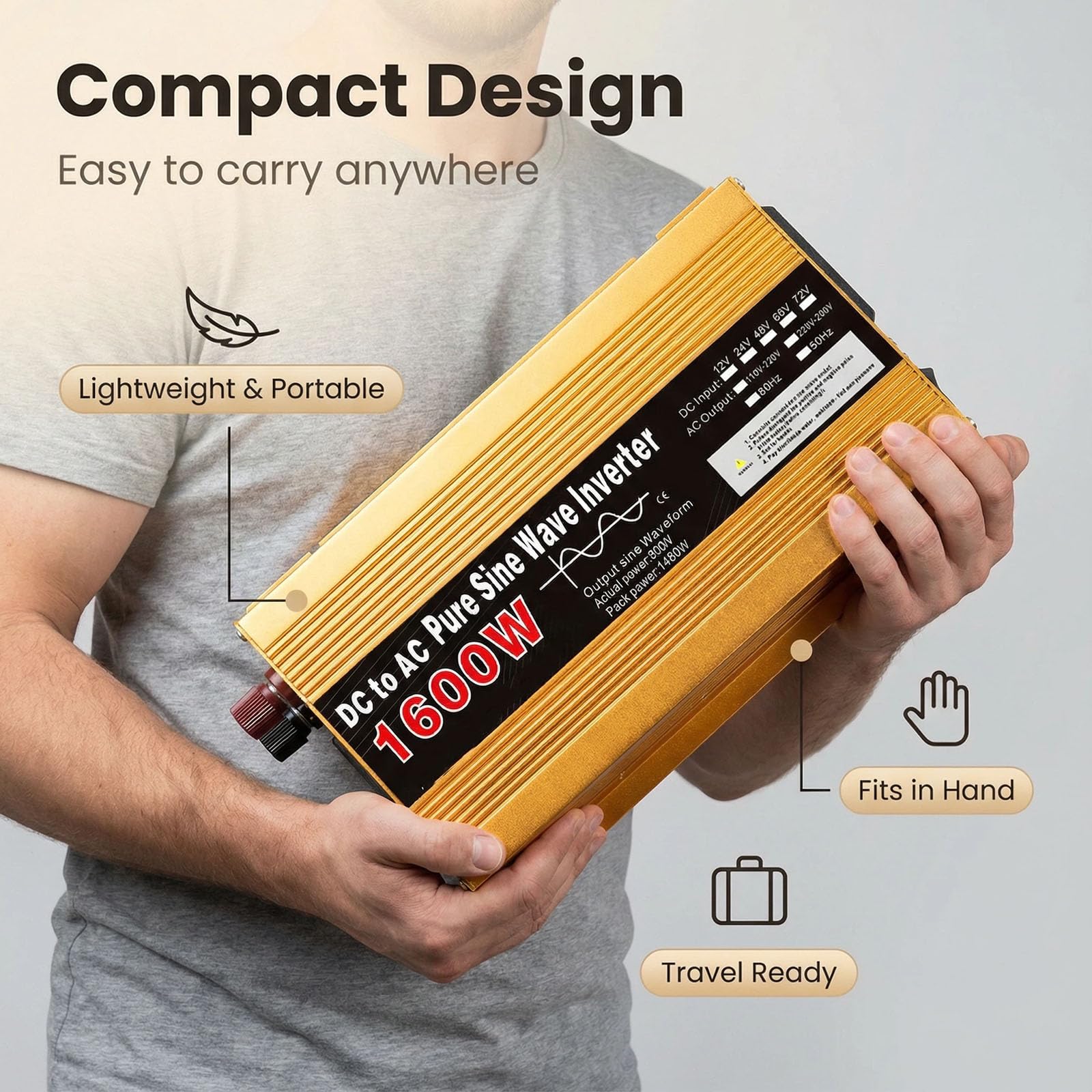 Czysty Sinus Wave Inverter 1600W Peak Power DC 12V 24V TO 240V 120V AC Converter Z wieloma ochronami Inwerter awaryjny poza siecią