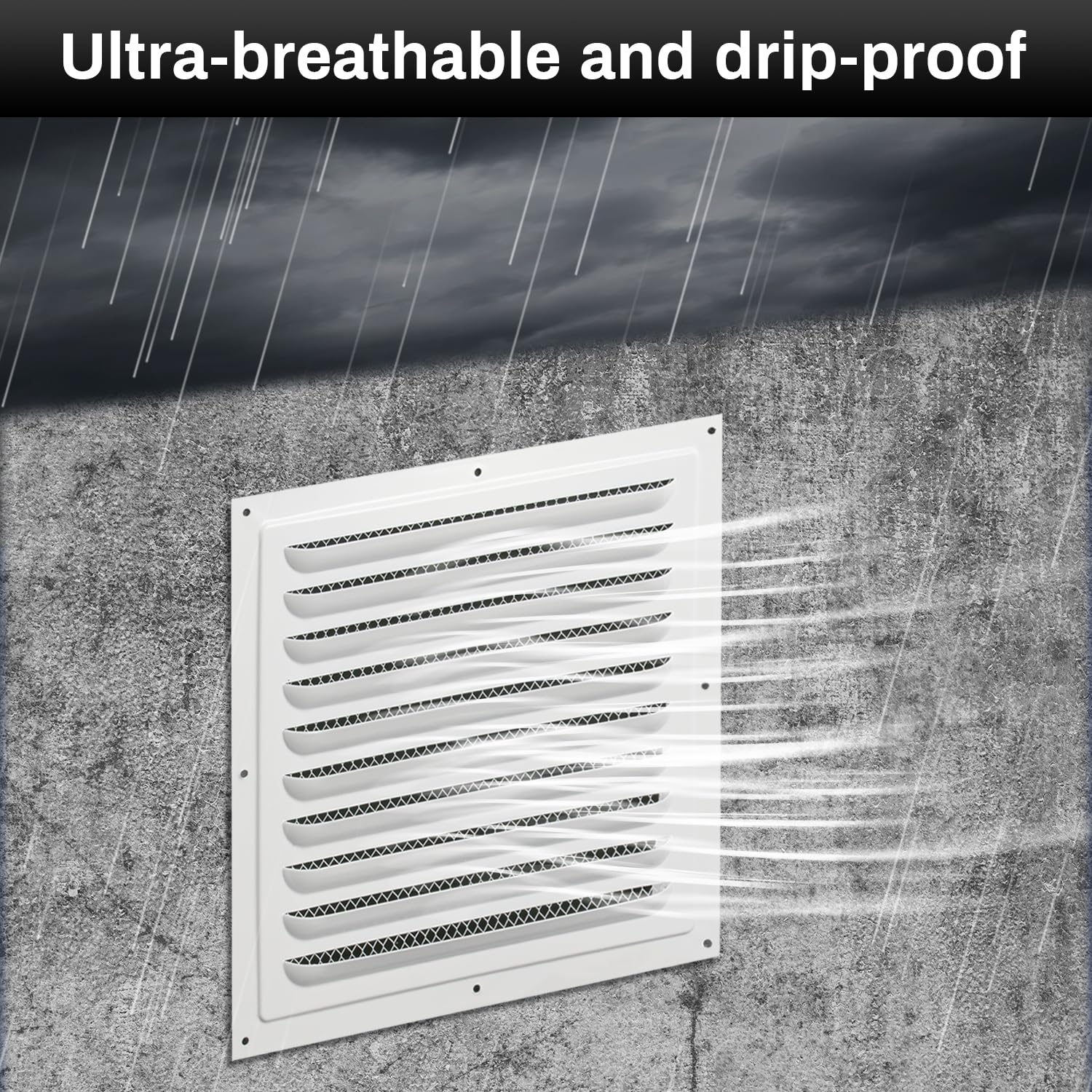YIEMI Air Vent Cover,300 x 300 mm White Flat Rectangular Air Vent Louver with Insect Sscreen, Ventilation Grill - Image 3