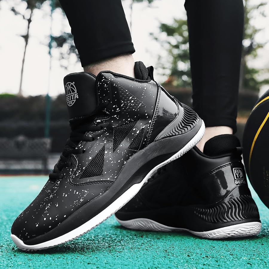 Amazon | [Beita Sports] スニーカー メンズ 白 黒 バスケットシューズ