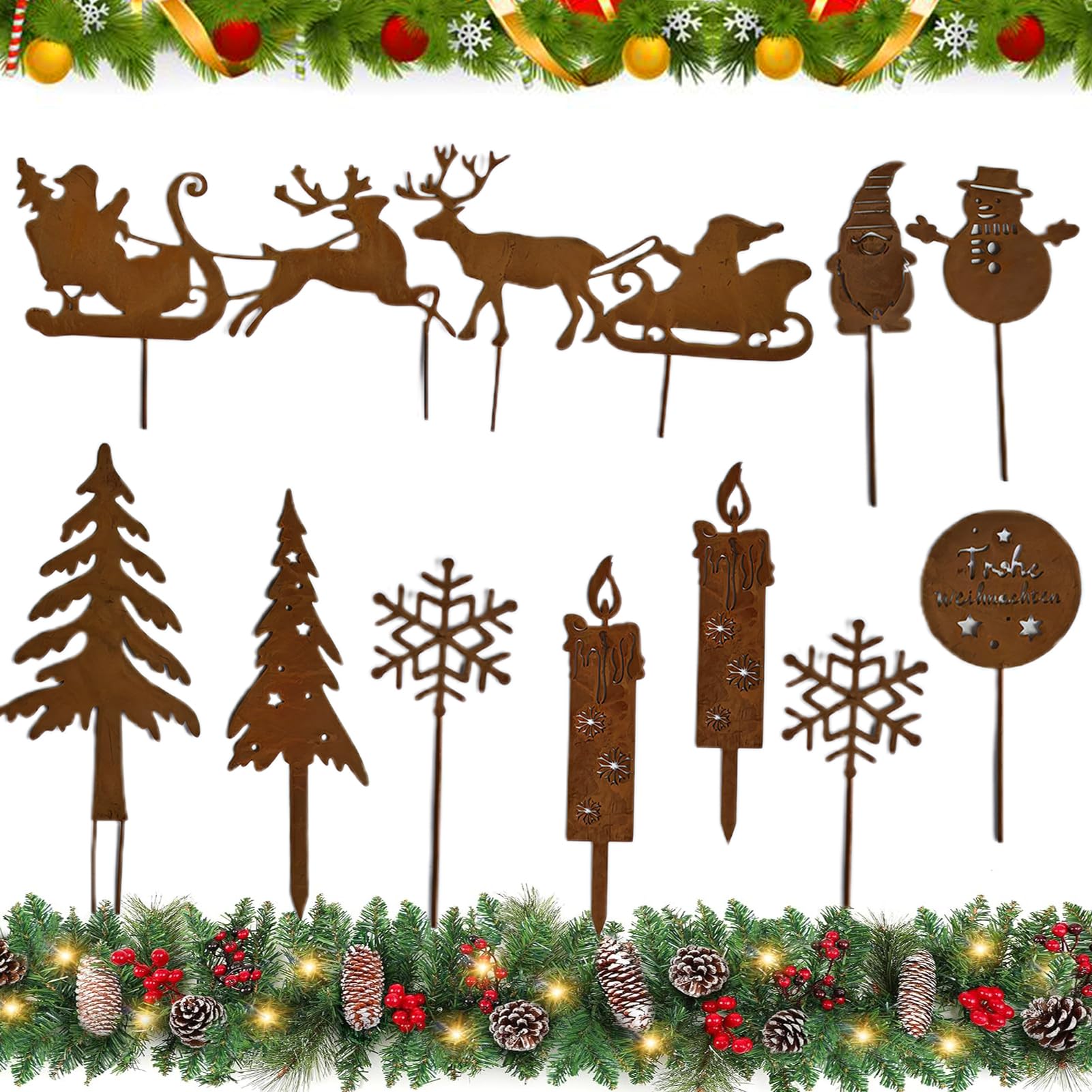 Garten Roststecker Metall Adventskranz Rost Dekostecker Wint