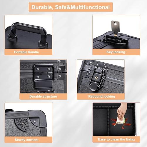 Miniatura 6 de Caja de maquillaje con espejo LED, estuche de tren de viaje con espejo iluminado recargable, divisores ajustables, organizador de brochas