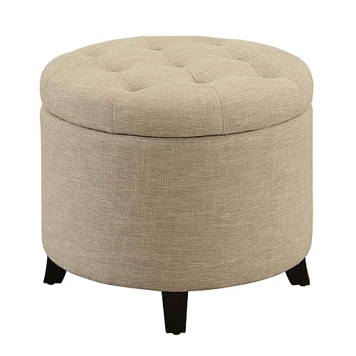 Convenience Concepts Designs4Comfort Storage Ottoman, Tan Fabric
