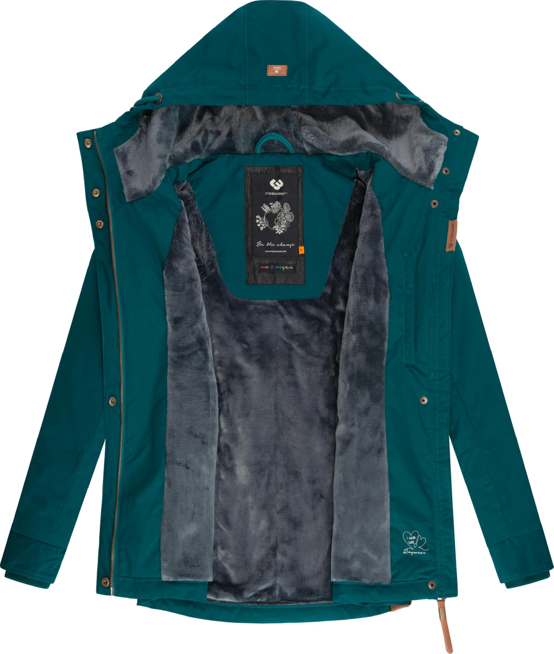 Ragwear Damen warme kurze Winterjacke mit Kapuze Monade Intl