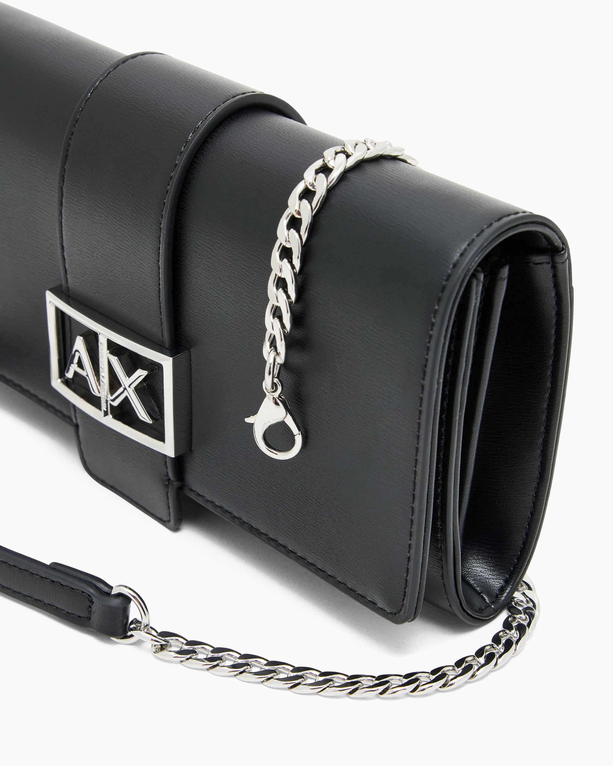 Armani Exchange Women's Jodie Wallet on Chain, czarny, czarny, jeden rozmiar