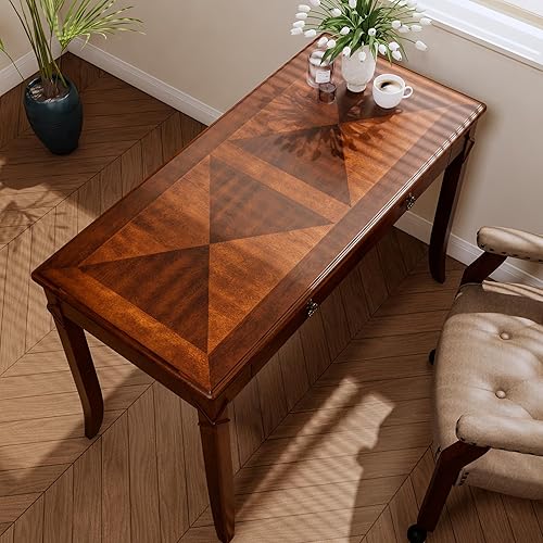 Miniatura 12 de LEEMTORIG SSZ-1533-WD - Escritorio de escritura vintage de madera maciza con 2 cajones, mesa de escritura de madera de cerezo de 39.4 pulgadas de