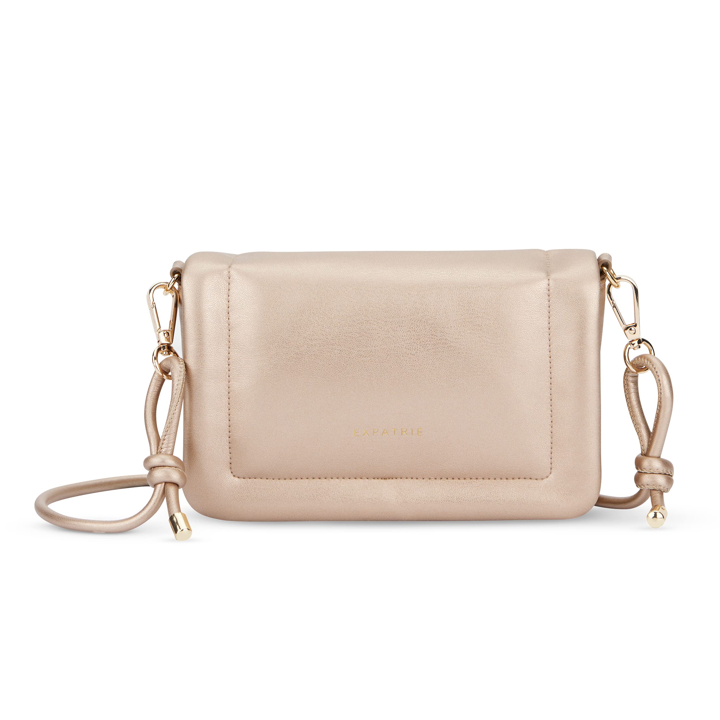 Expatrié Handtasche Damen Klein Gold - Zoe Small - Clutch Tasche aus Veganem Leder - Elegante Kleine Umhängetasche für Hochzeit Ausgehen & Party