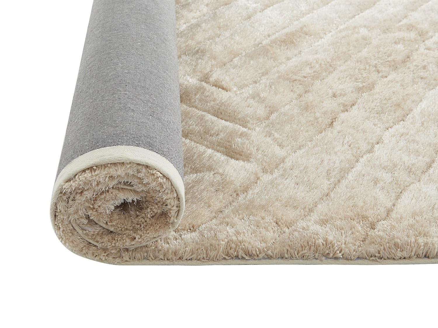 Vente-unique - Tapis Shaggy en Relief à Poils Longs - 160 x 230 cm - Blanc cassé - Maze