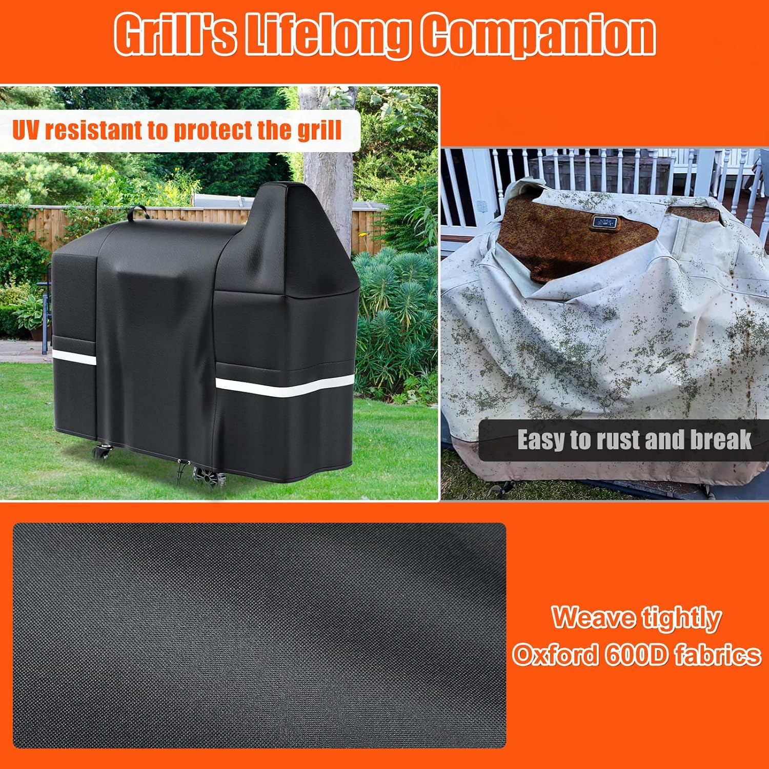 Grisun Grill Cover for Pit Boss Austin XL, Rancher XL, 1000/1100/1150 Series - 1000C, 1000D3, 1000SC, 1000SC2, 1000SQ,1000T4, 1100 Pro, 1150 Pro, 600D Anti-Fade Waterproof Pellet Grill Cover - Image 8