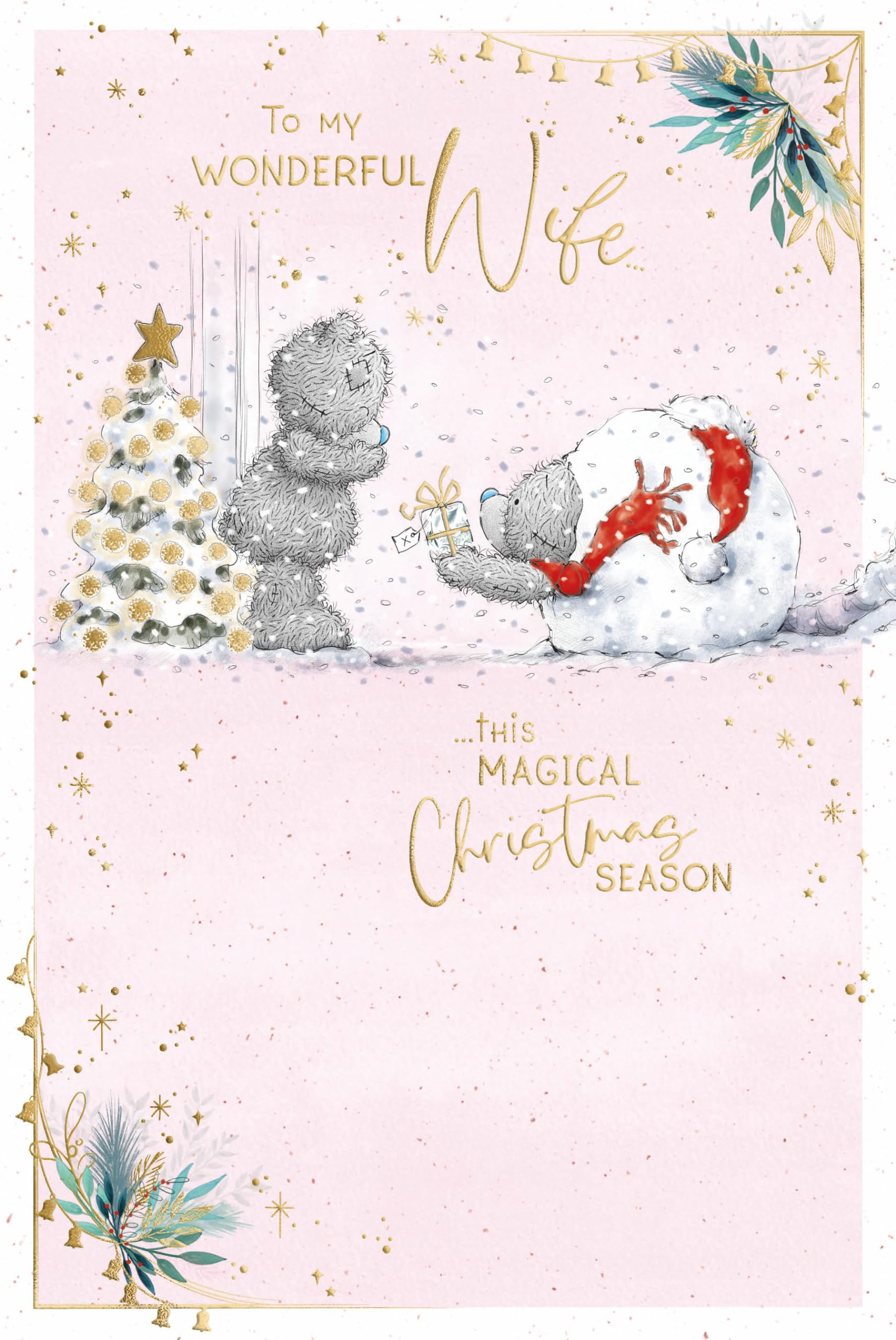 Me To You Bear Wonderful Wife Christmas Card, 6 x 9 in