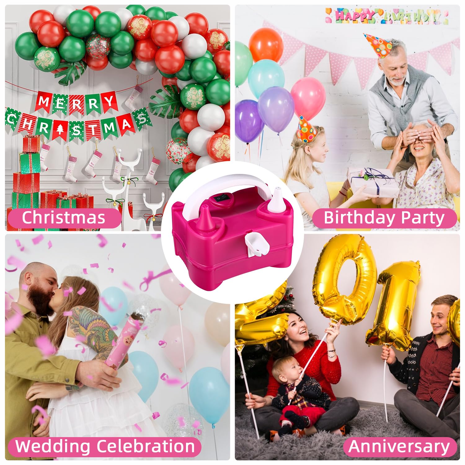 400W Pompe à Ballons électrique,Portable Double buse Gonfleur,Pompe à Air électrique Ballon Gonfleur Ballon Electrique Légère et Portable pour Les Ballons de Mariage la Décoration Festive