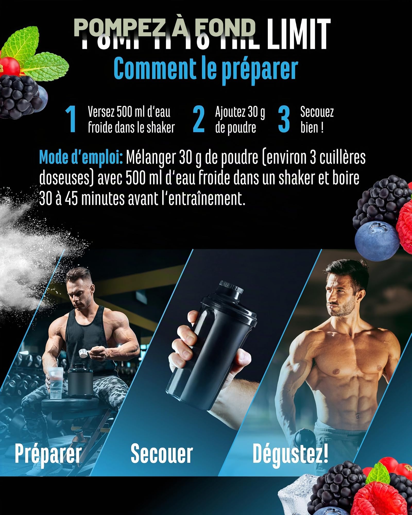 Pump it to the Limit - Pump Booster Sans Caféine - Avec OxyStorm®, Sabeet®, AstraGin®, Citrulline Malate & AAKG - Pre Workout Sans Stimulants pour un Pump Maximal - 450 g Wildberry