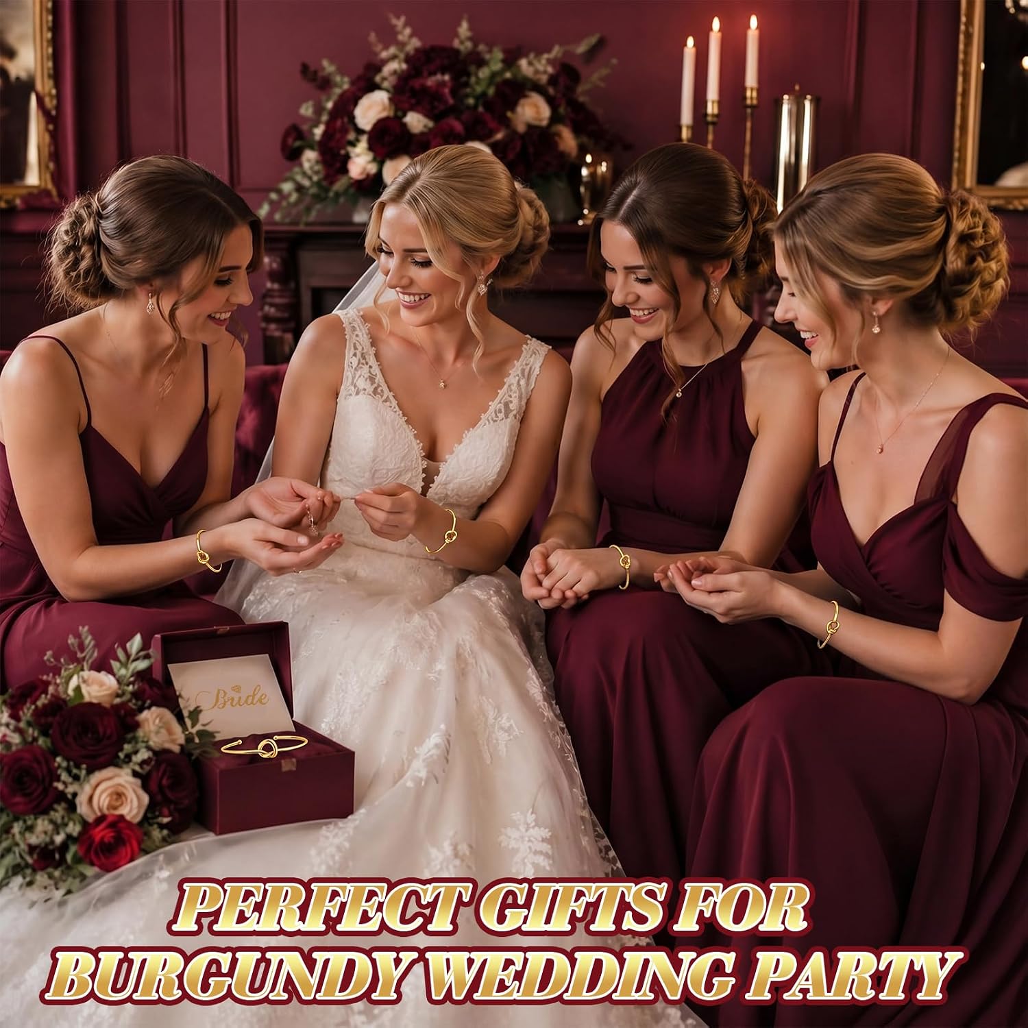 Kenning Burgundy 16 Pcs Bridesmaid Proposal Gifts Set, Vintage