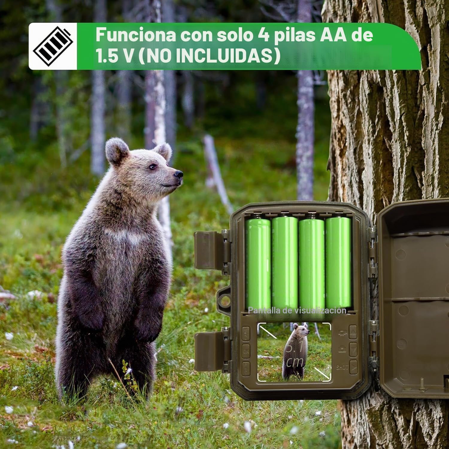 Coolifepro Cámara de Caza WiFi Bluetooth con App, 48MP 1080P MP4 Cámara Fototrampeo Velocidad de Disparo de 0,1s, Ángulo de Detección de 90° con Tarjeta de 32GB para Exploración de Vida Silvestre