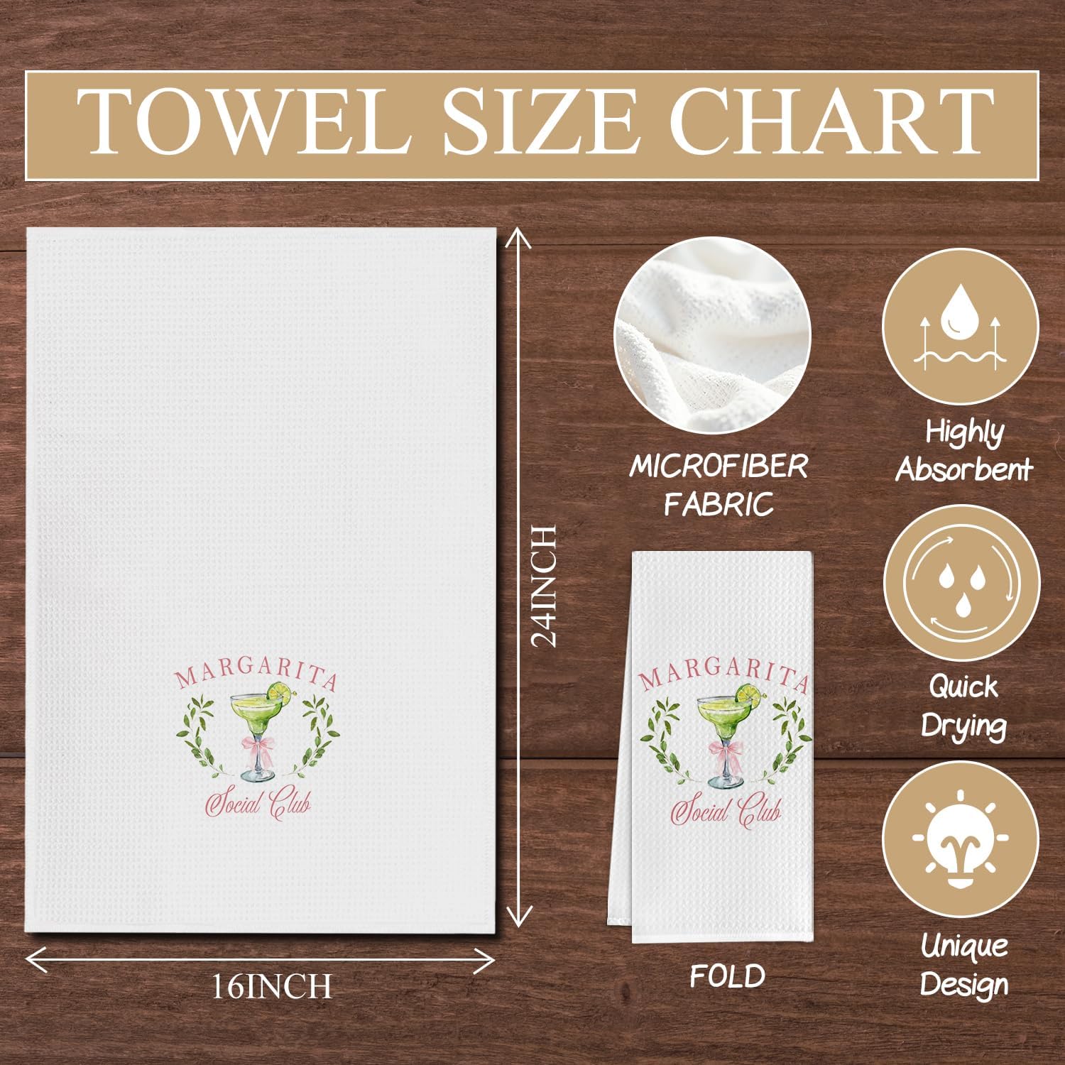 Margarita Kitchen Towels, Margarita Lover Gifts Dish Tea Bar Towels for Kitchen Decor, Cocktail Gifts for Women Decorative Hand Towels, 16x24 Inch Set of 2 - Image 6