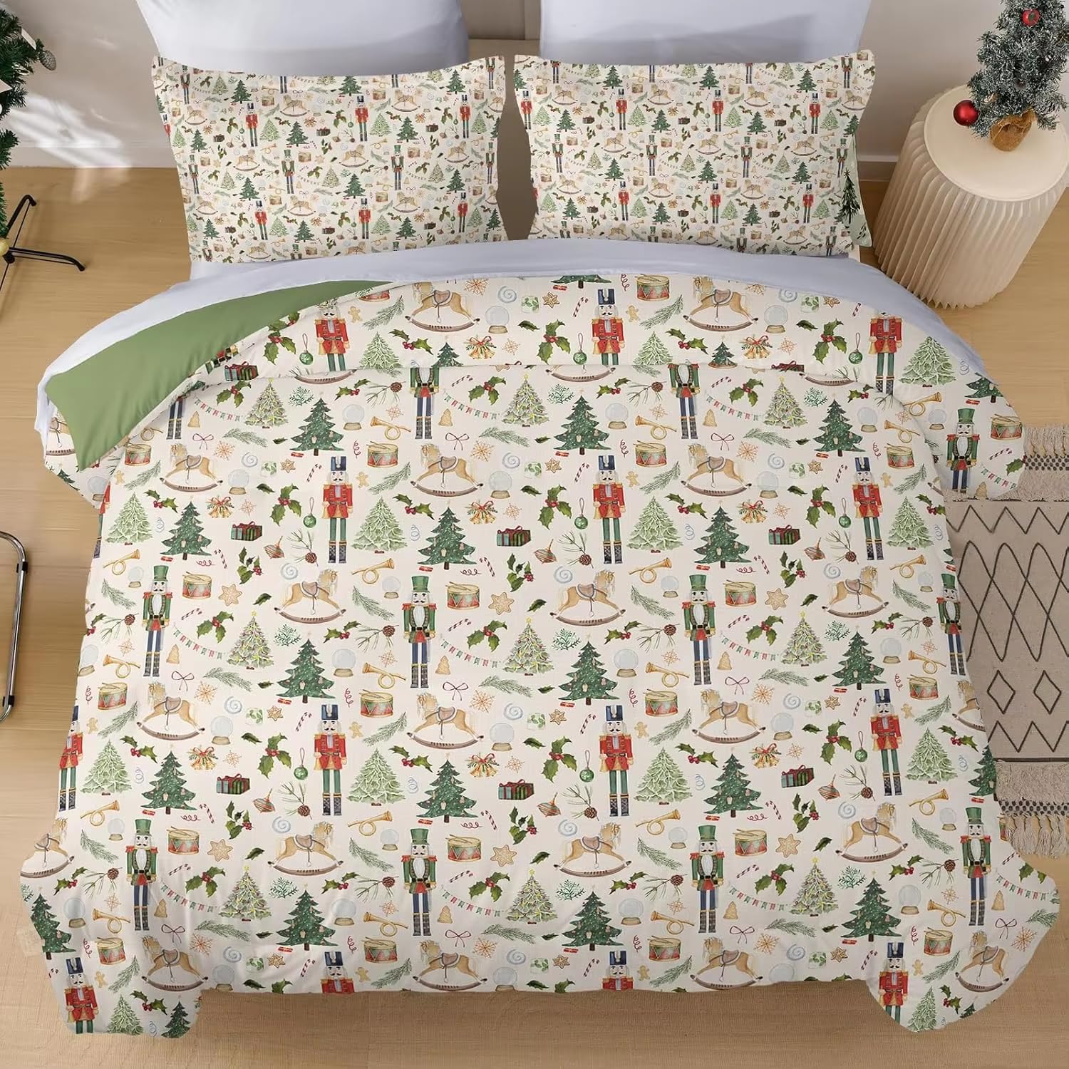 Parure de lit Noël 140x200 pour chambre enfant et adulte style chalet cocooning