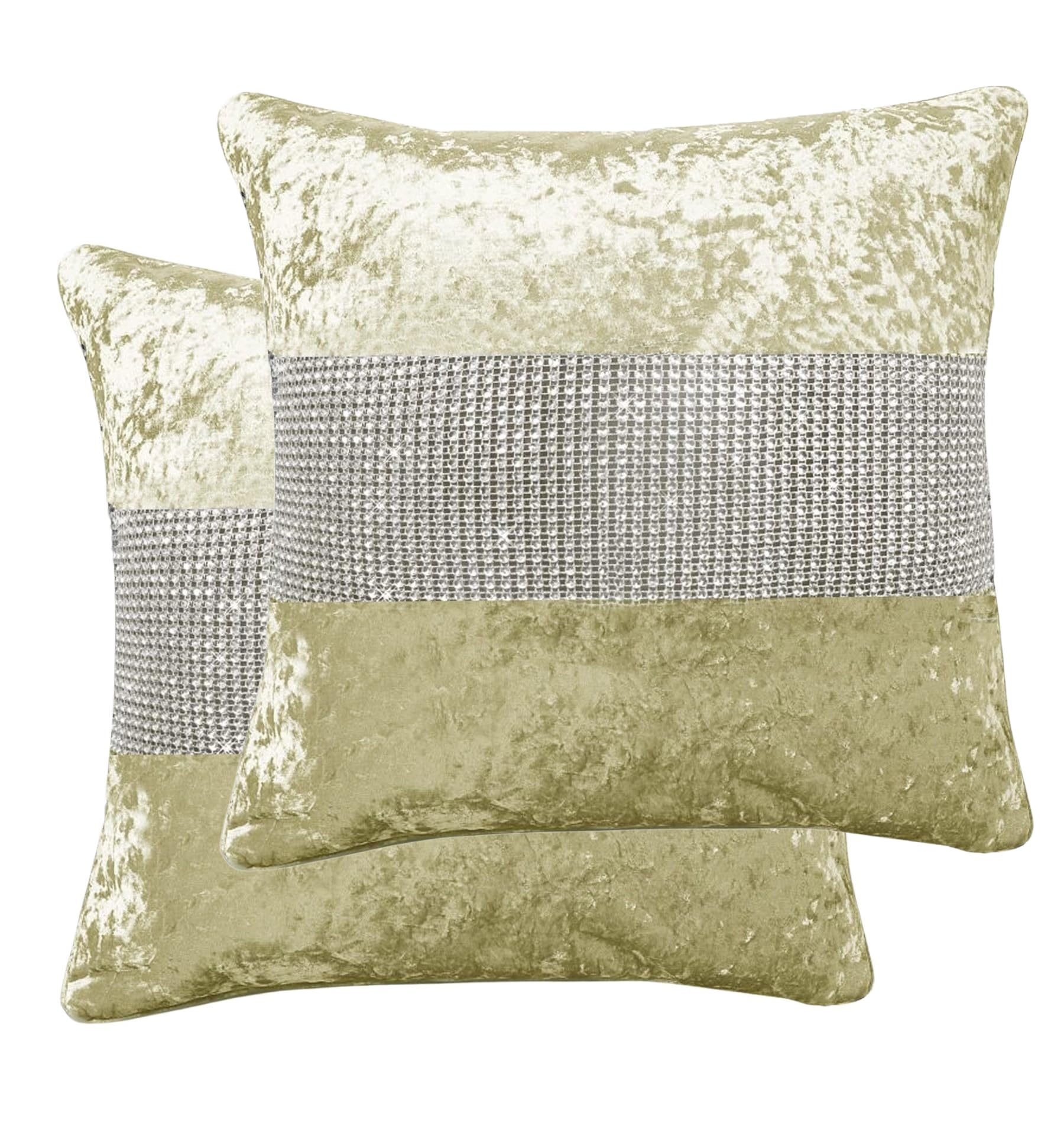 StylemyBedroom Set of 2 Crushed Velvet Diamanté Filled Cushions in 8 Colours -18"x18" / 45x45cm
