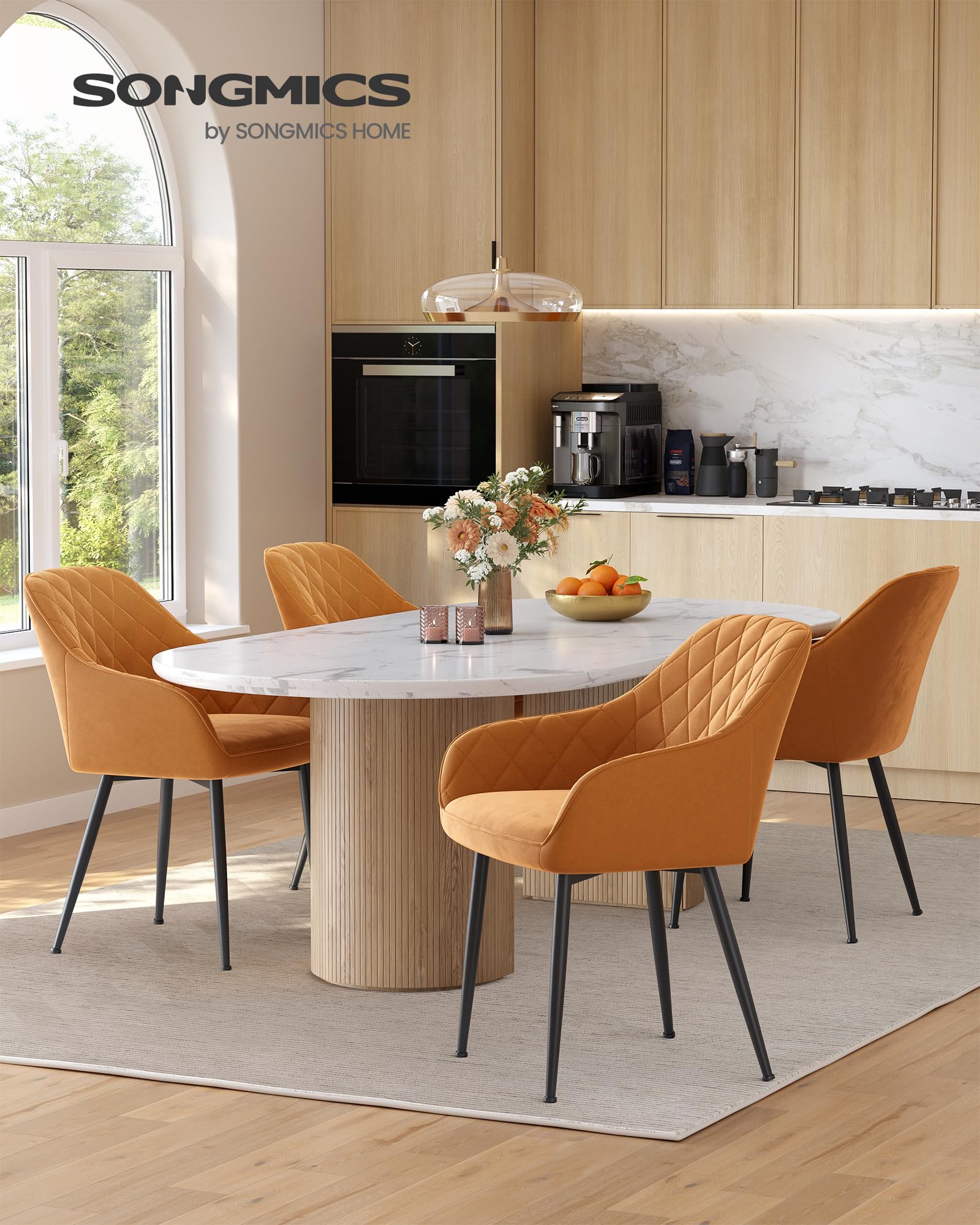 SONGMICS Chaise Salle à Manger, avec Accoudoirs, Revêtement en Velours