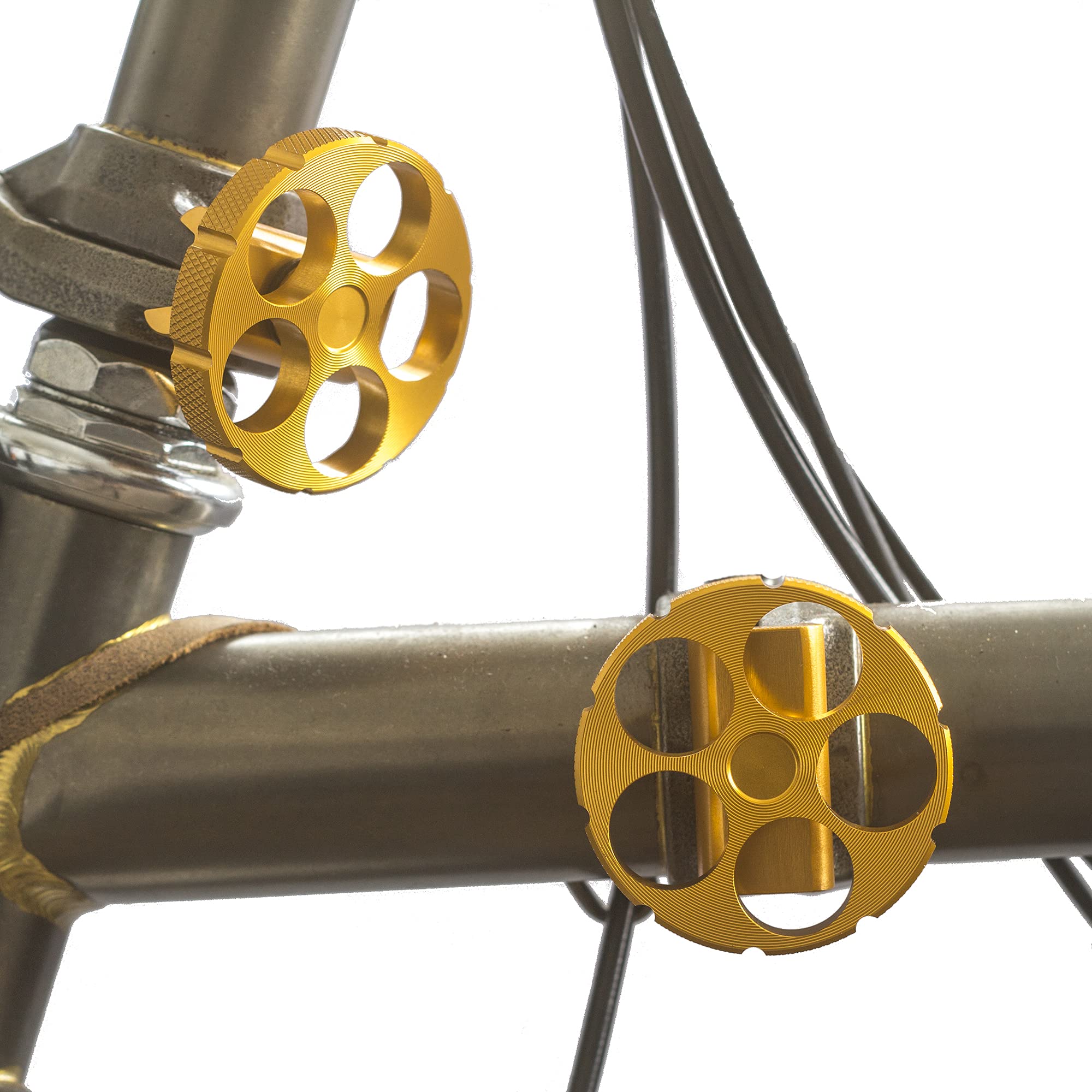 Charnière Brompton titane aluminium doré : pièce de rechange vélo pliant