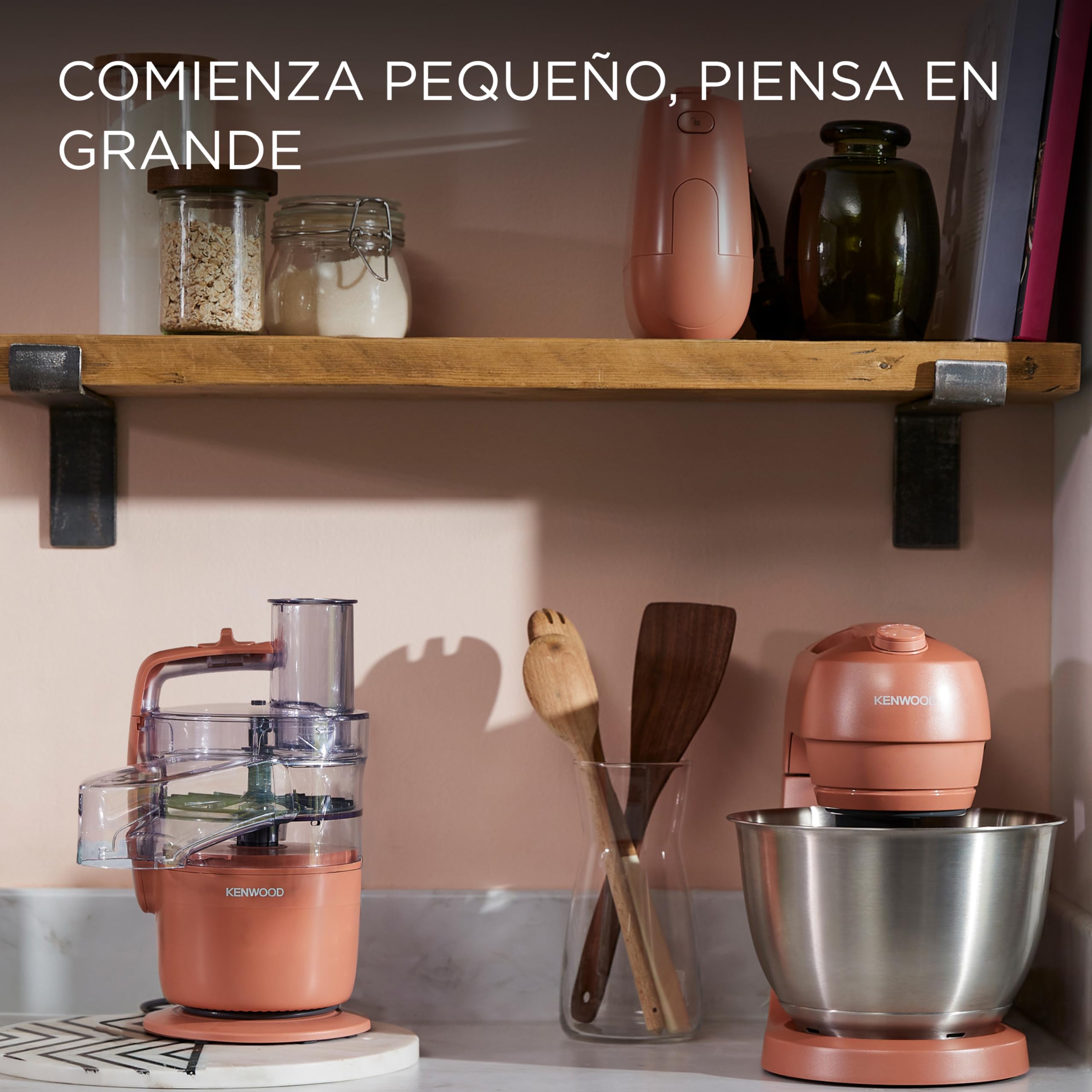 Kenwood MultiPro Compact – Procesador de Alimentos con Express Serve, Cuchilla de Acero Inoxidable, Discos para Cortar y Rallar, Función Pulse, Rojo Arcilla (FDP23.140RD)
