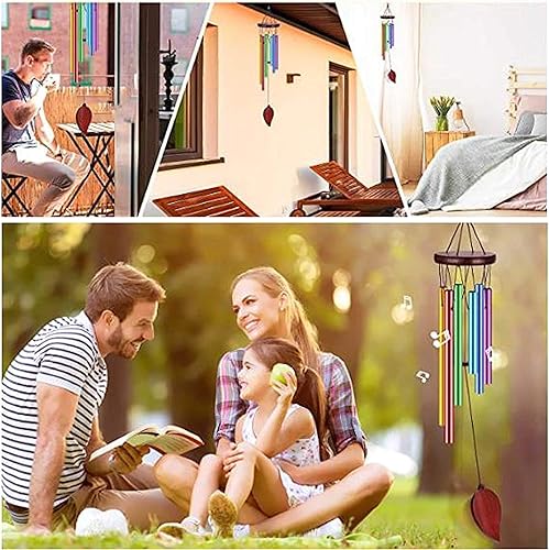 Miniatura 4 de Campanillas de viento de tono al aire libre, tubos de aluminio, campanillas de viento de color de música de madera, para decoración de campanillas