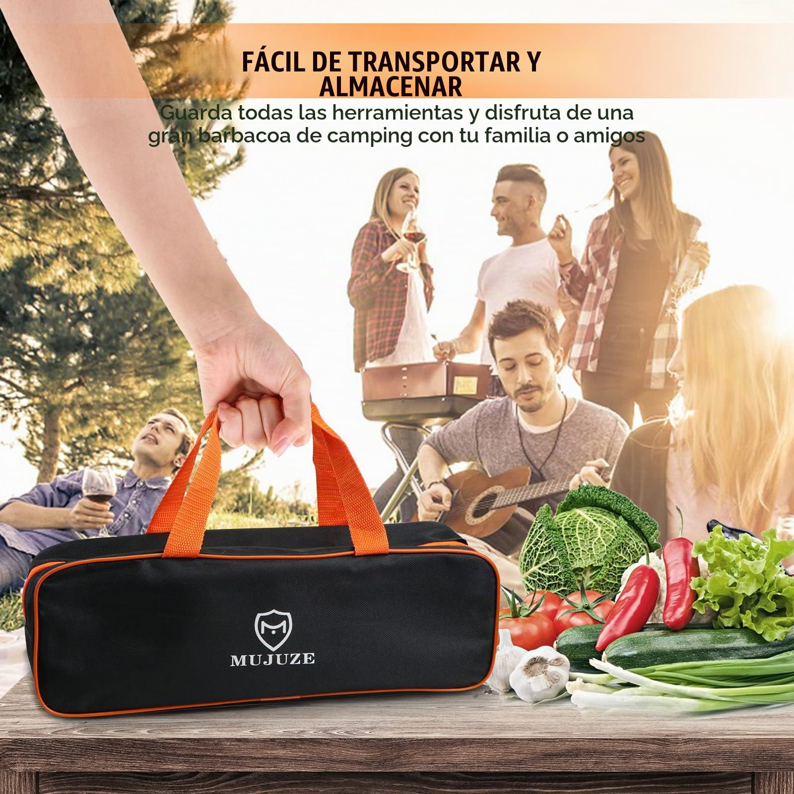 MUJUZE Juego de espátulas para Parrilla de Acero Inoxidable, Barbacoas Accesorios Kit Regalos para Hombres papá,Accesorios para espátula para Parrilla Profesional para Asar Teppanyaki y Acampar...