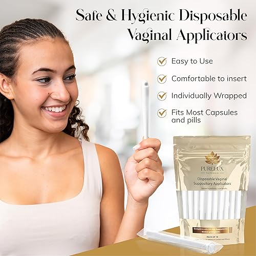 Miniatura 5 de PureLux - Aplicadores vaginales desechables, 10 unidades, sin BPA, tamaño 000, aplicadores de cuidado femenino, envueltos individualmente para un