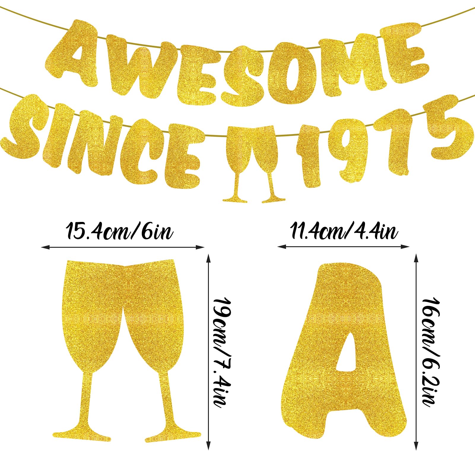 Geburtstagsbanner 'Awesome Since' – 10 Fuß (ca. 3m), Gold-glitzernd – Für 50. Geburtstag, Damen & Herren