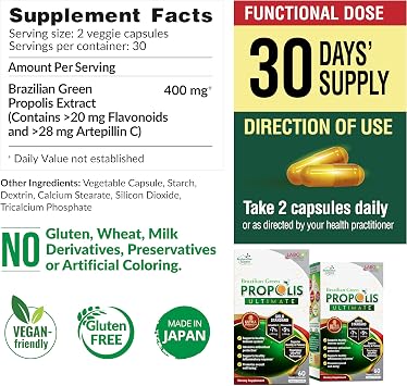 LABO Nutrition البرازيلي الأخضر البروبوليس Ultimate - يحتوي على & GT. 7٪ أو 28mg لكل خدمة Artepillin C & amp؛ & GT. 5٪ Flavonoids ، للمناعة & أمبير ؛ دعم الدماغ ، طبيعي ، عالي التركيز & أمبير; قسط ، 60 كبسولة نباتية
