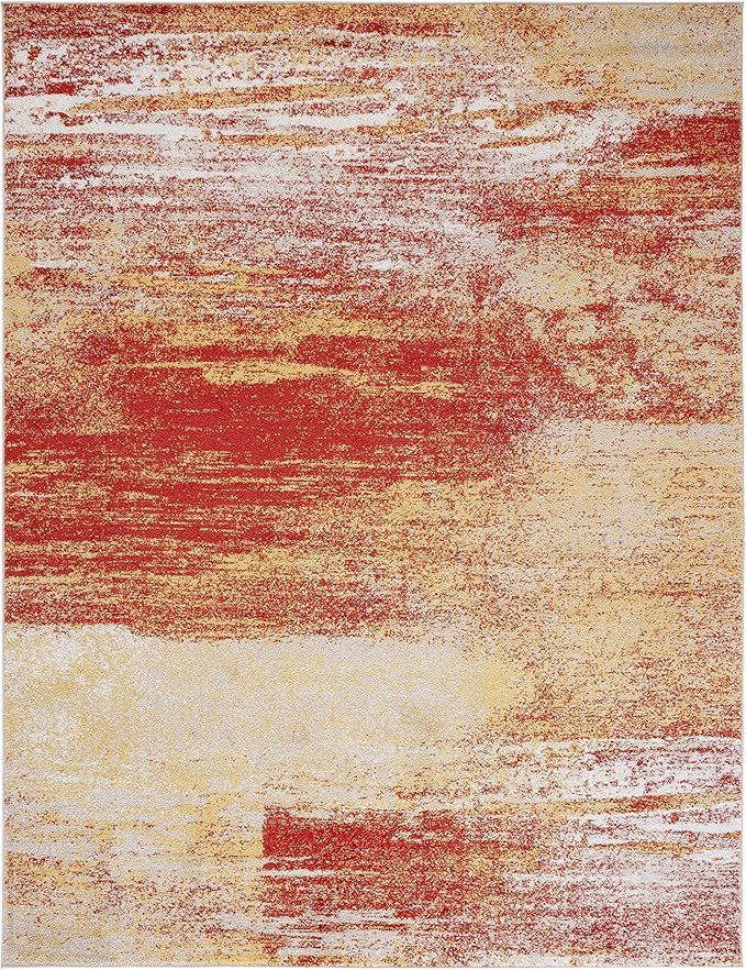 Tapis abstrait moderne rouge 160x230cm grand salon et bureau