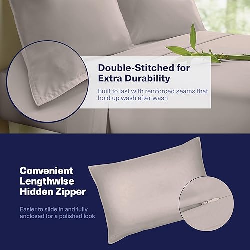 Miniatura 5 de Kickoff Sábanas de bambú de viscosa divididas tamaño King, 5 piezas, 100% viscosa de bambú orgánico, juego de sábanas refrescantes para cama de