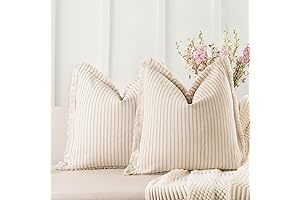 Striped Pillow Covers with Fringe: Chic Farmhouse Style