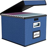 Vista 31 de Caja organizadora de archivos Huolewa con tapa, organizador de carpetas de archivos plegable para almacenamiento de documentos de oficina, caja