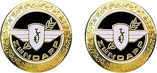 2x Zündapp Emblem Motiv 'Lorbeer' in Gold, Schwarz, Reliefprägung, selbstklebend, Durchmesser 65mm für den Tank