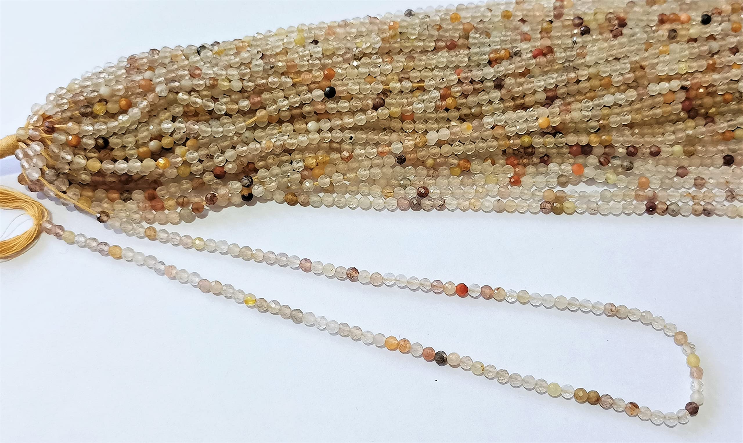 Naturalny miedziany rutylowy kwarc fasetowany okrągłe koraliki około 3 mm | sznurek 30 cm | koraliki do biżuterii DIY - kolczyki, bransoletka, łańcuszek na kostkę, naszyjnik, 10 pasemek
