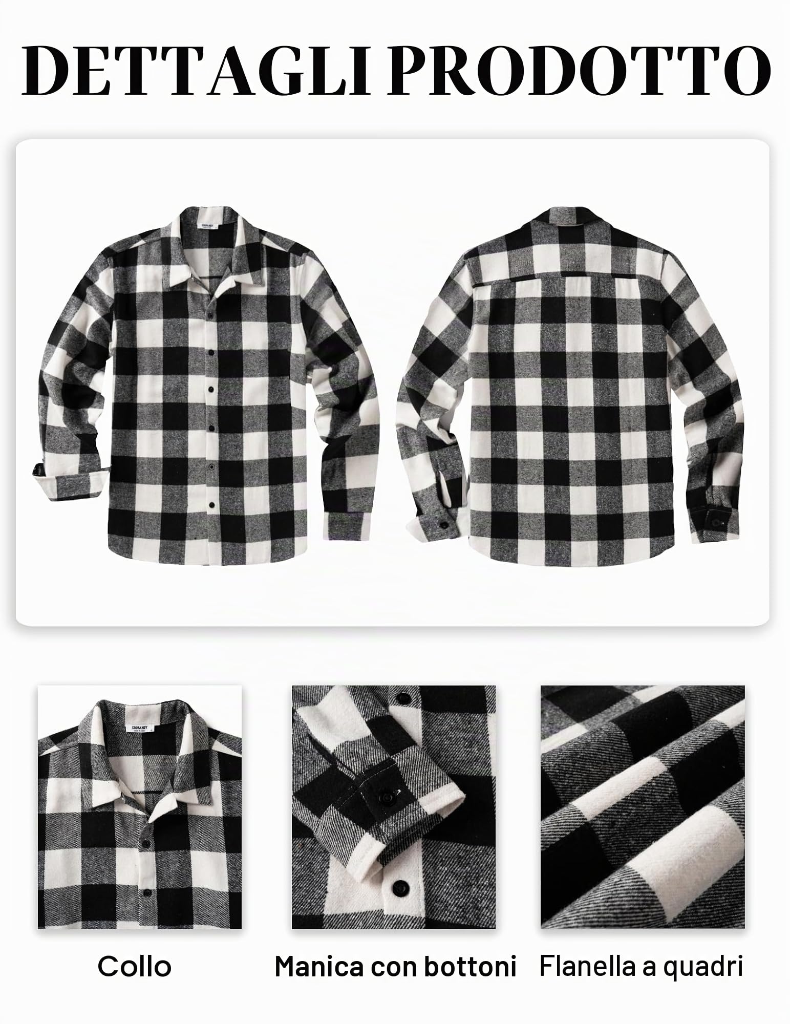 COOFANDY Camicia termica invernale in flanella da uomo, a quadretti, da falegname | Camicia per il tempo libero, a maniche lunghe, con bottoni, vestibilità regolare