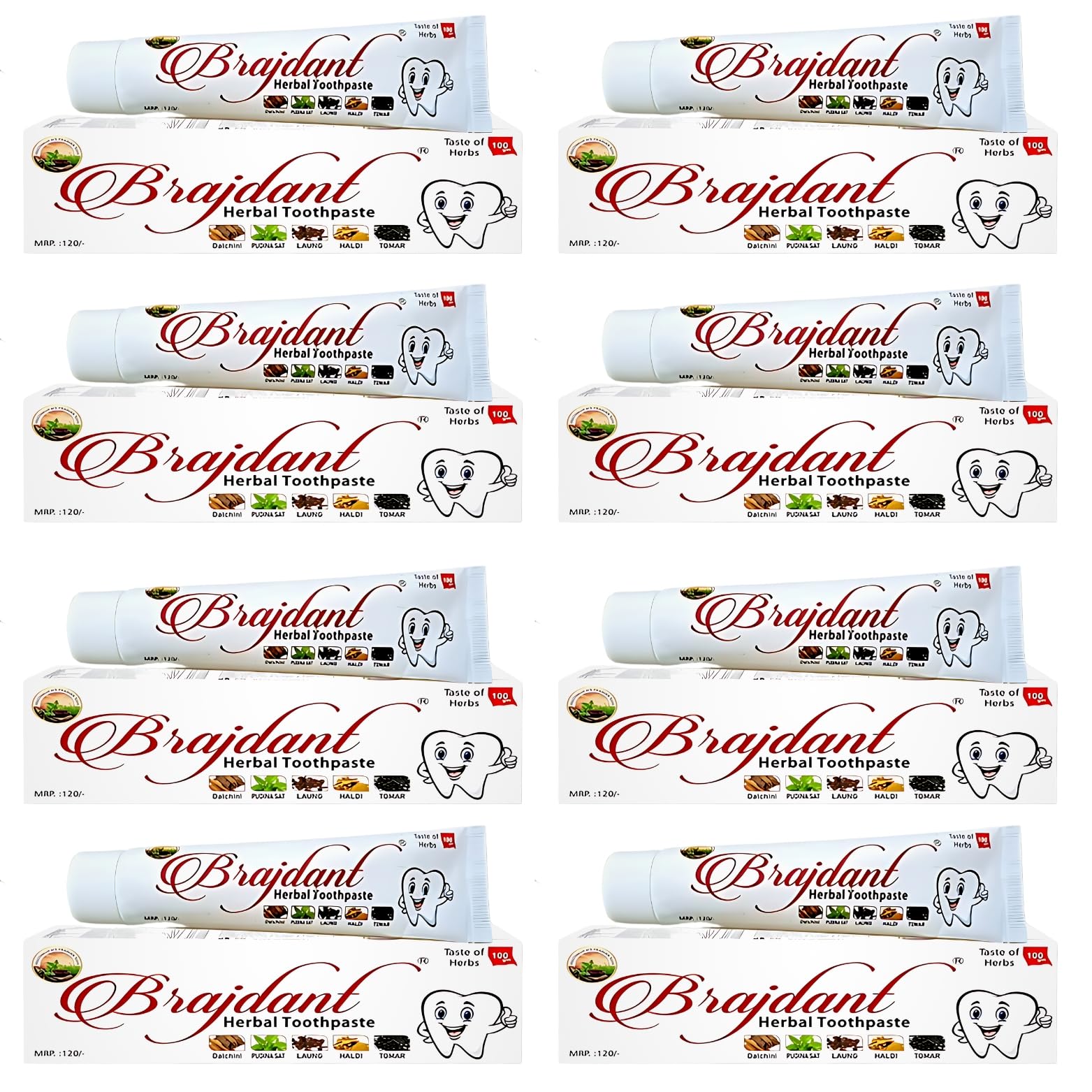 Clove Mint Cavity Protection Toothpaste - 100gm, No Added Flourides & Parabens, For Strong & Healthy Teeth, Enriched With Powerful Natural Ingredients (Pack of 8)