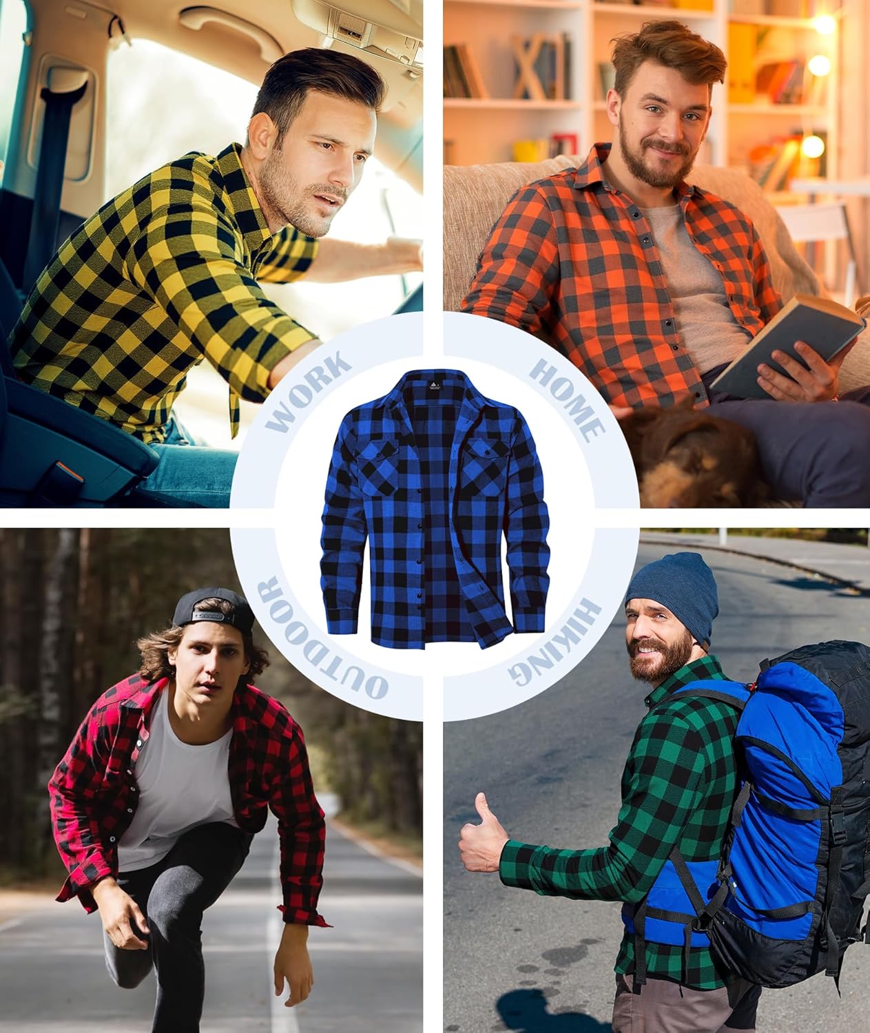 GEEK LIGHTING 3 Pack Flannel Shirt for Men Western Shirts Casual Button Down Shirt Long Sleeve Plaid Shirts with 2 Pockets - Image 5