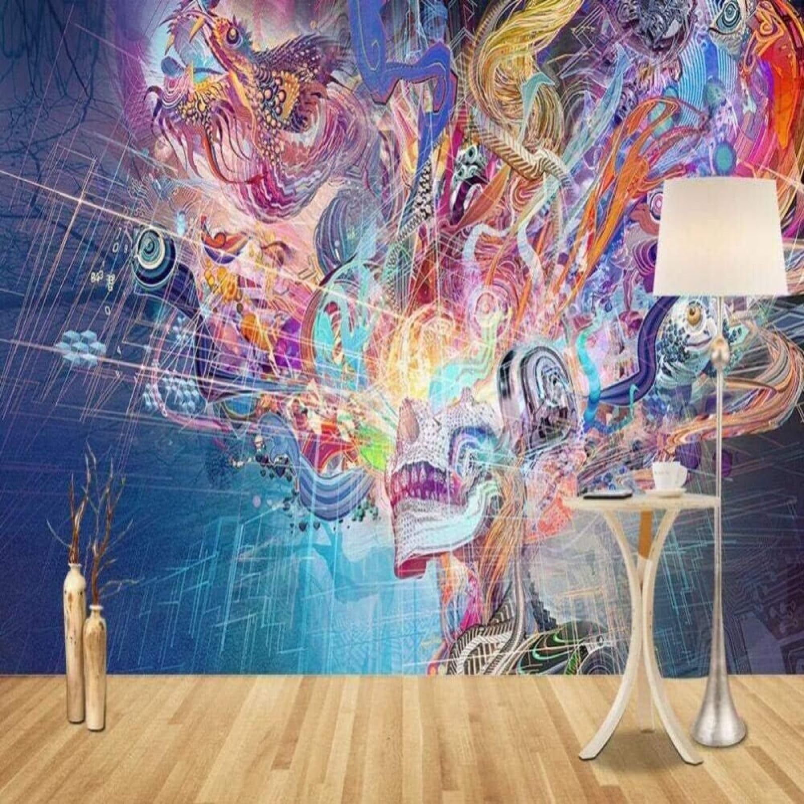 Mural de pared de lineas abstractas decorativas XLMING para zona de sofas y comedor moderno